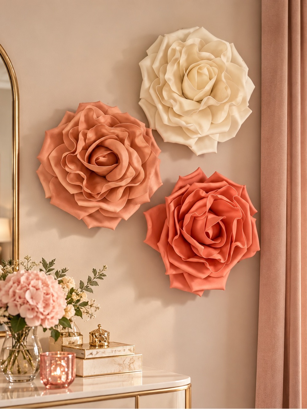 Shabby Chic Large Floral Wall Hanging Decor Set NWT